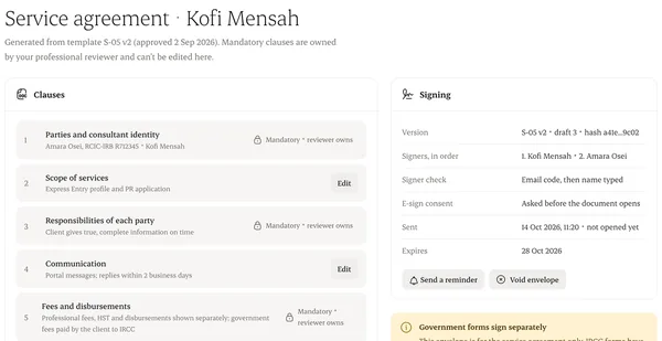 The agreement editor with clause versions