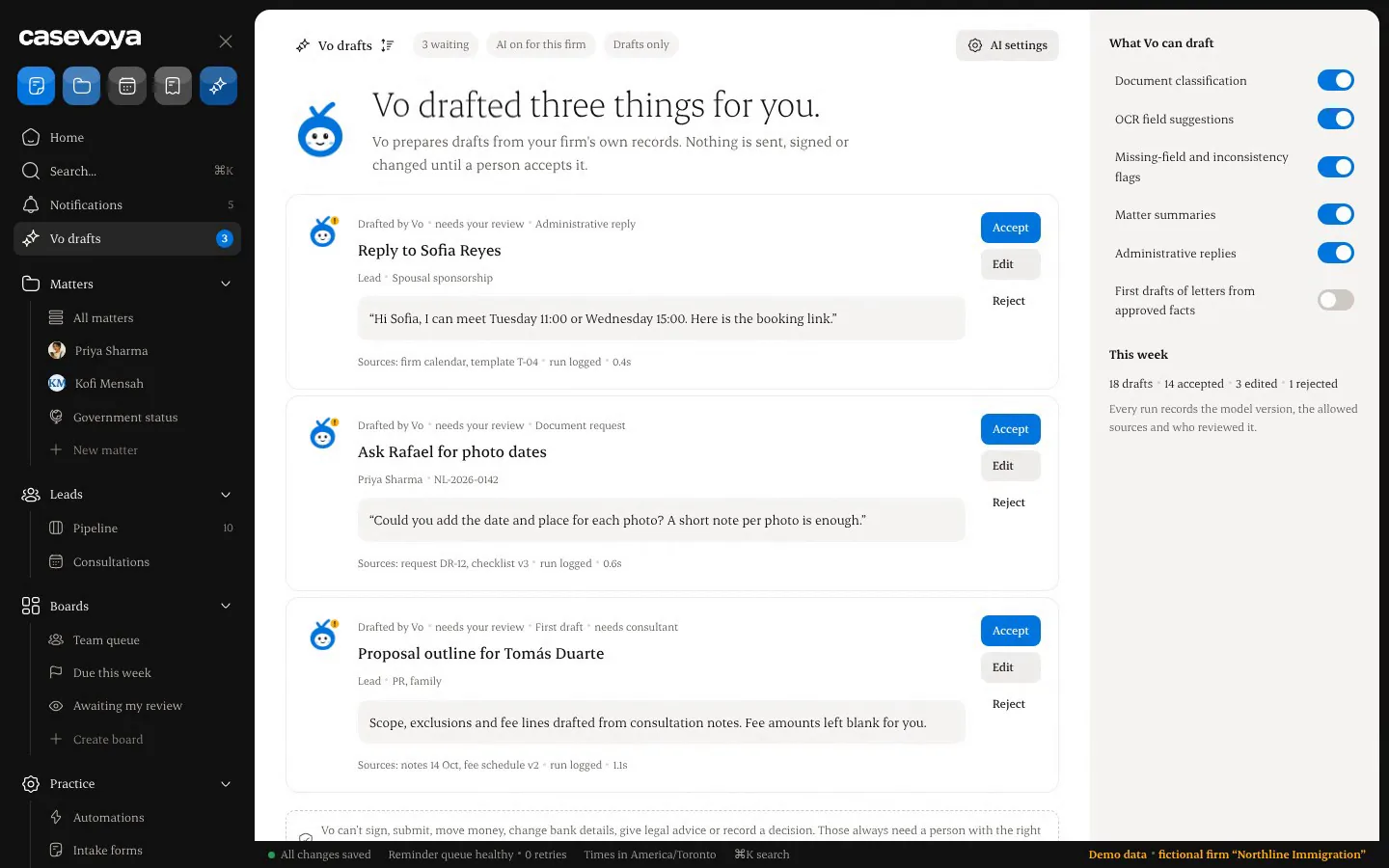 Vo drafts awaiting review